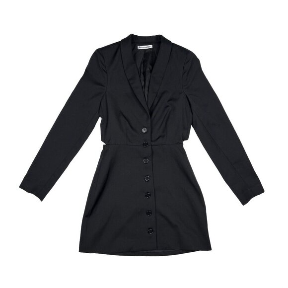 Reformation Black Button-Down Back Cutout Tuxedo Mini Dress Size 4 - NWOT - Picture 3 of 7
